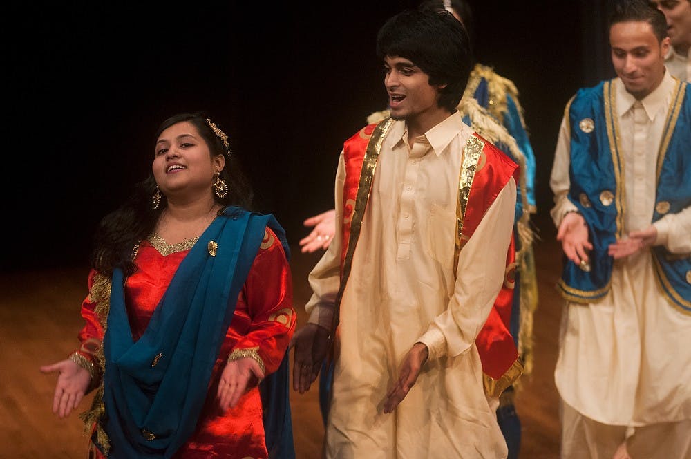 	<p>Graduate students Portia Banerjee and Prateek Shetty perform during Sargam on Nov. 23, 2013, at Pasant Theatre. Sargam is an annual event by the Indian Students Organization, and this year&#8217;s performance was a Bollywood musical theme.</p>