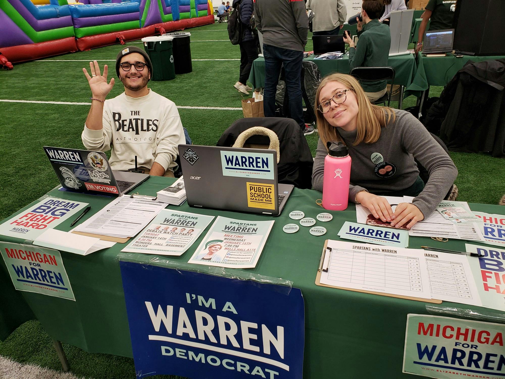 <p>Jack Wheatley and Gabby Harvey with Spartans For Warren. Photo courtesy of Spartans with Warren.</p>