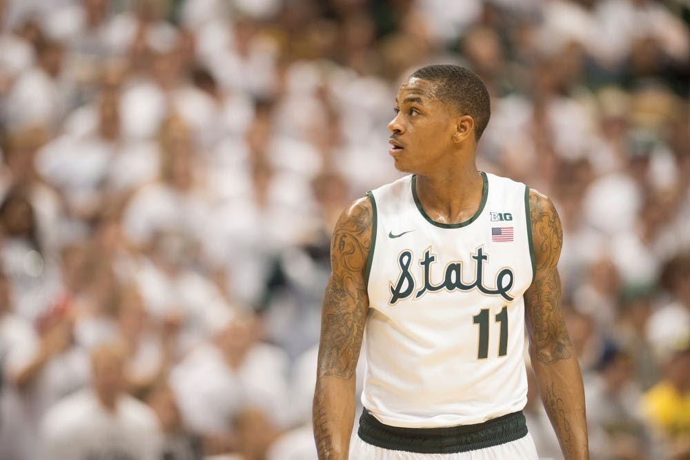 	<p>Senior guard Keith Appling looks around during the game against Michigan on Jan. 25, 2014, at Breslin Center. The Spartans lost to the Wolverines, 80-75. Julia Nagy/The State News</p>