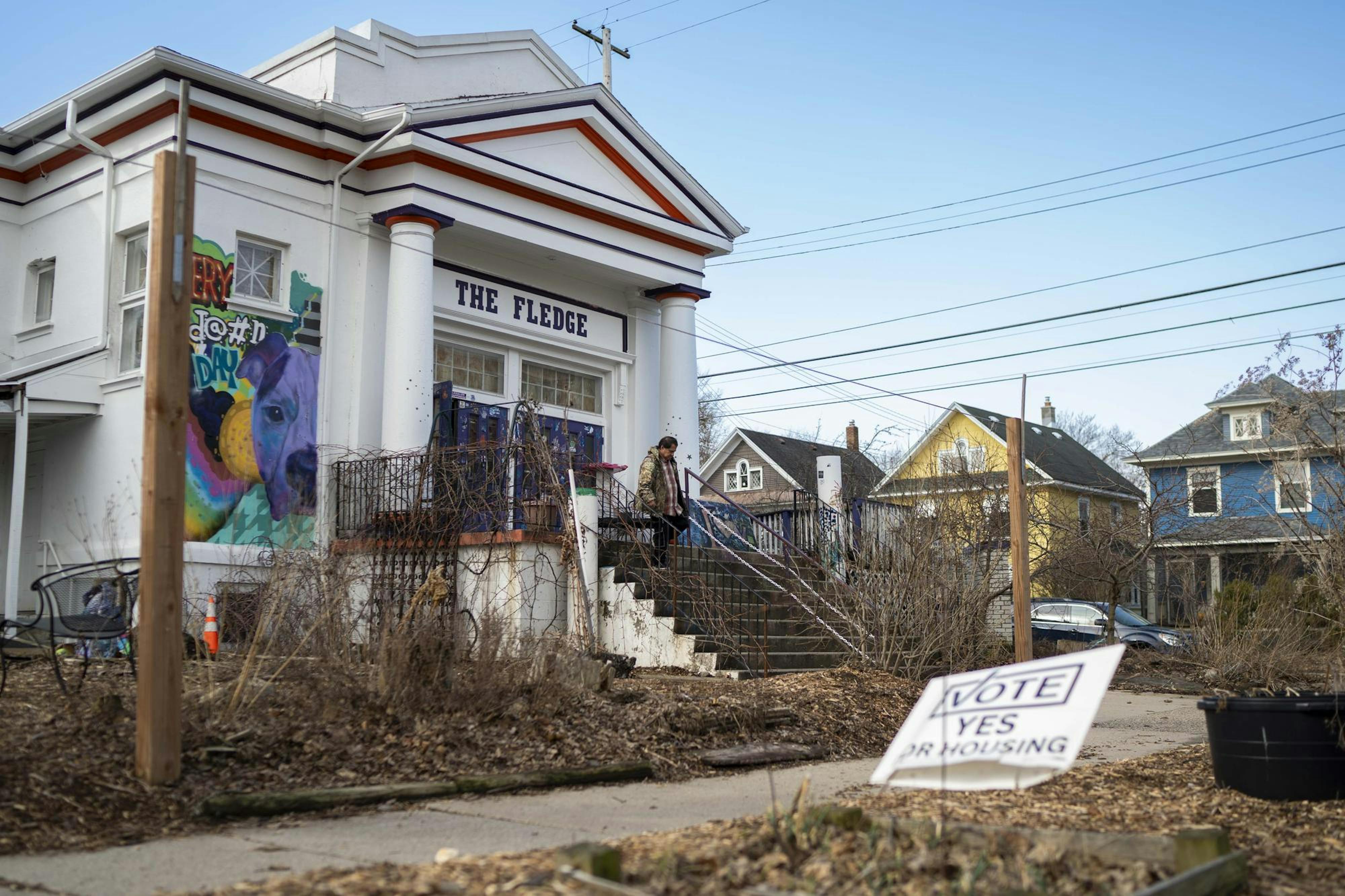 <p>Lansing community center, The Fledge, on March 15, 2025. The building was acquired by The Fledge Foundation in 2018, and the exterior features community murals on all sides.</p>