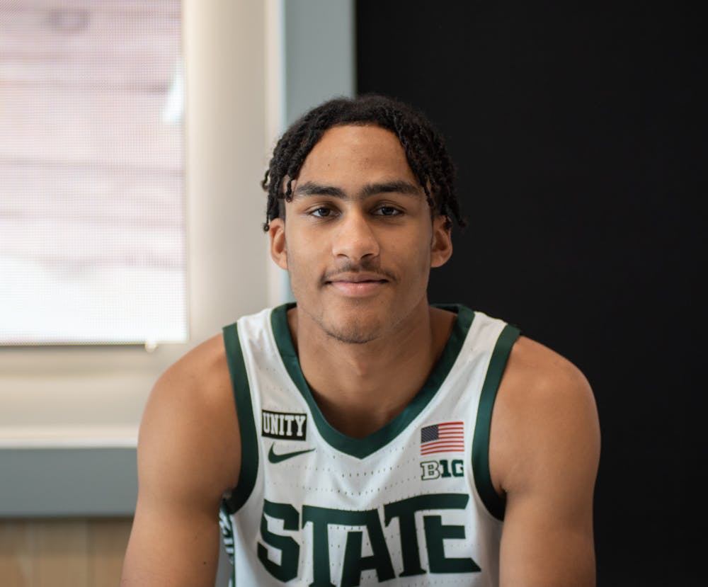 <p>Sophomore Davis Smith poses for a portrait at the Michigan State Men&#x27;s Basketball Media Day at the Breslin Center on Oct. 20, 2021.</p>