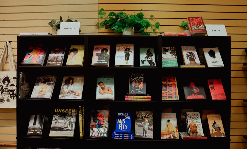 <p>Lifestyle and poetry section of the Socialite Society bookstore in Lansing, photographed on Jan. 13, 2022</p>