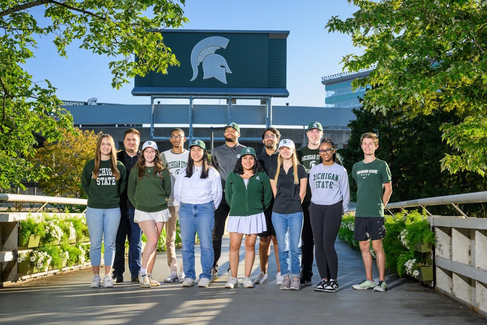 <p>The 2023 homecoming court poses in front of Spartan Stadium. Photo courtesy of Michigan State University. </p>
