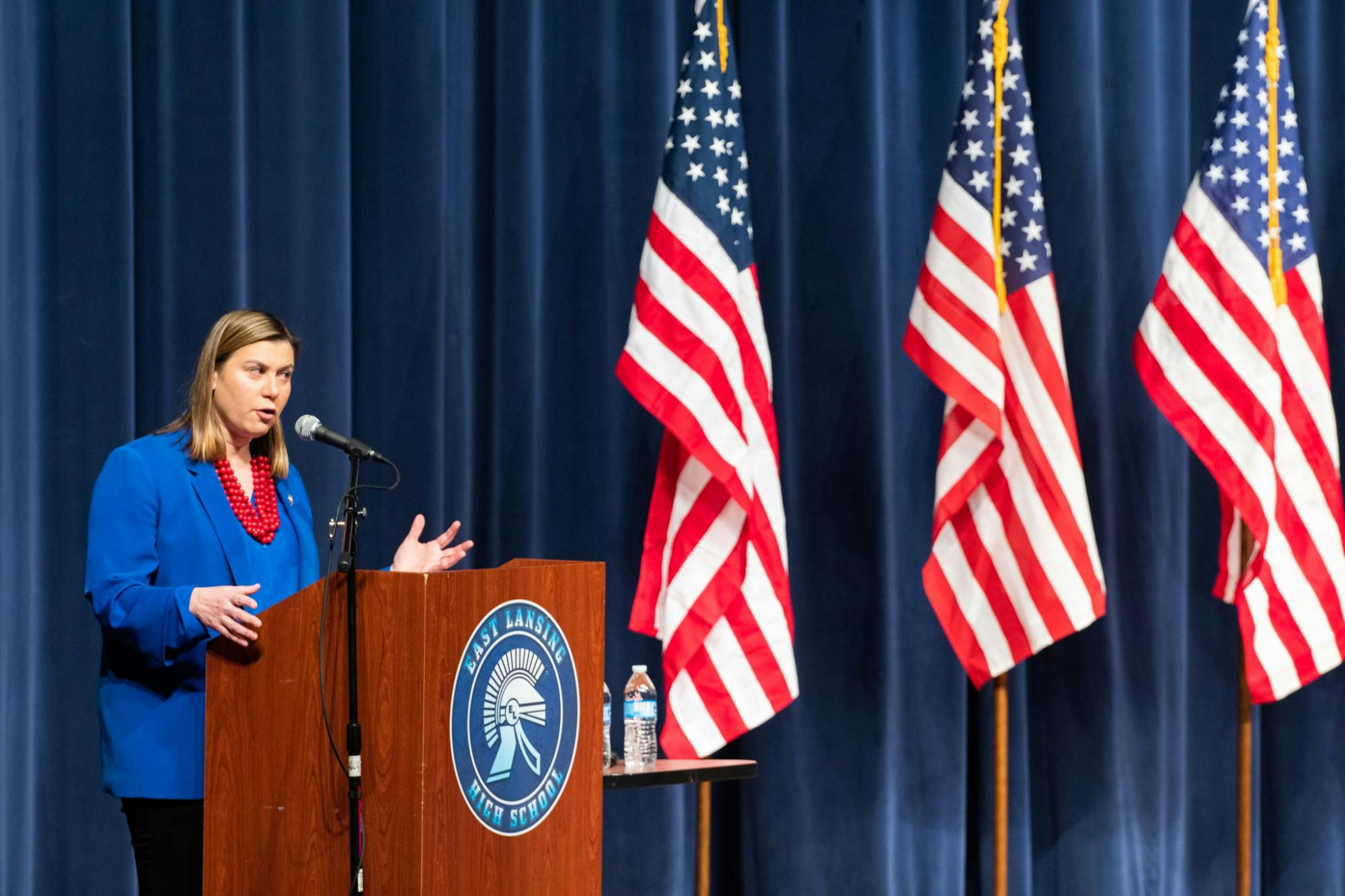 <p>East Lansing High School holds State of the District Town Hall with U.S. Rep. Elissa Slotkin and State Rep. Julie Brixie on Feb. 21, 2020. </p>