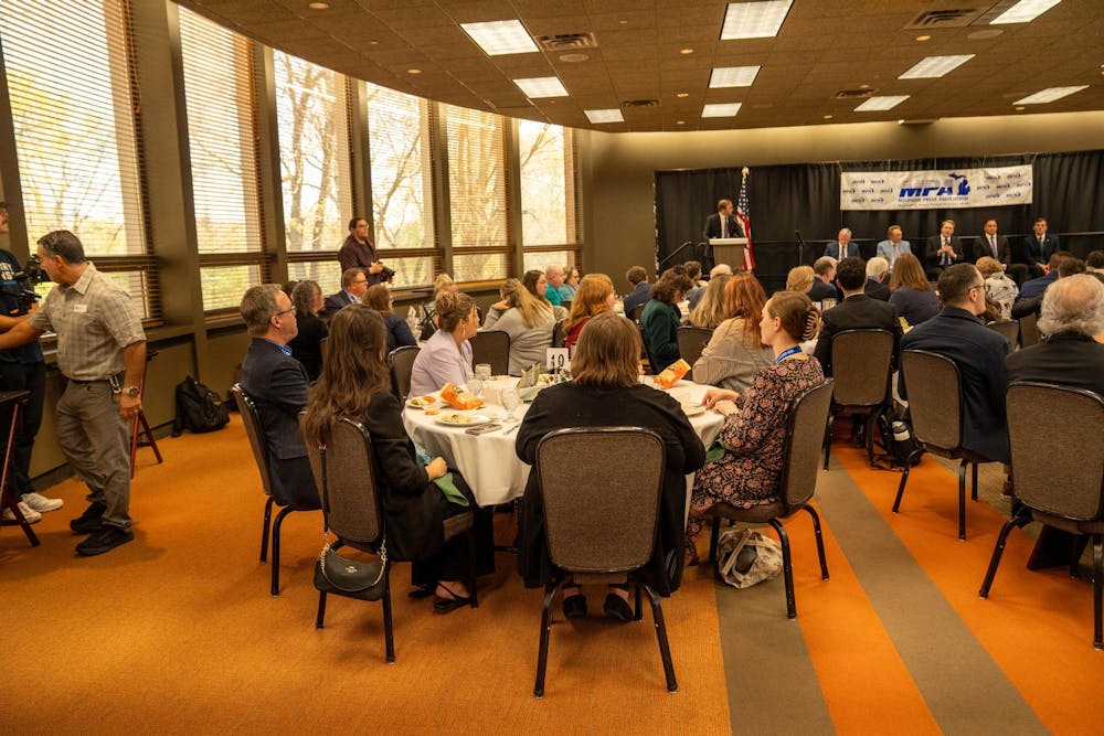Luncheon attendees during the MPA Gubernatorial Candidate Luncheon at the Kellogg Center in East Lansing, on April 23, 2026.