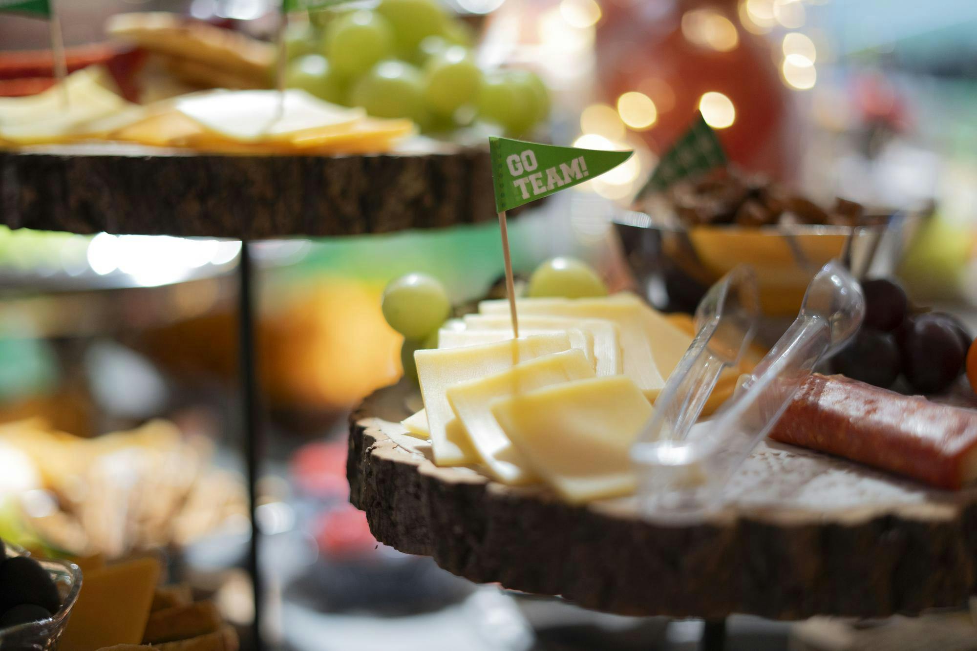 A snack table at the Super Bowl LIX ad-rating party in Haslett, Michigan on Feb. 9, 2025. The annual party is hosted by professors in the MSU Department of Advertising and Public Relations.