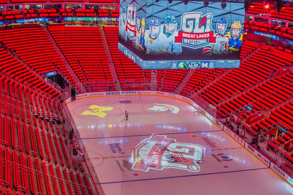 <p>Pictured is the interior of Little Caesars Arena before the Michigan State vs. Michigan game on Jan. 2, 2018.</p>
