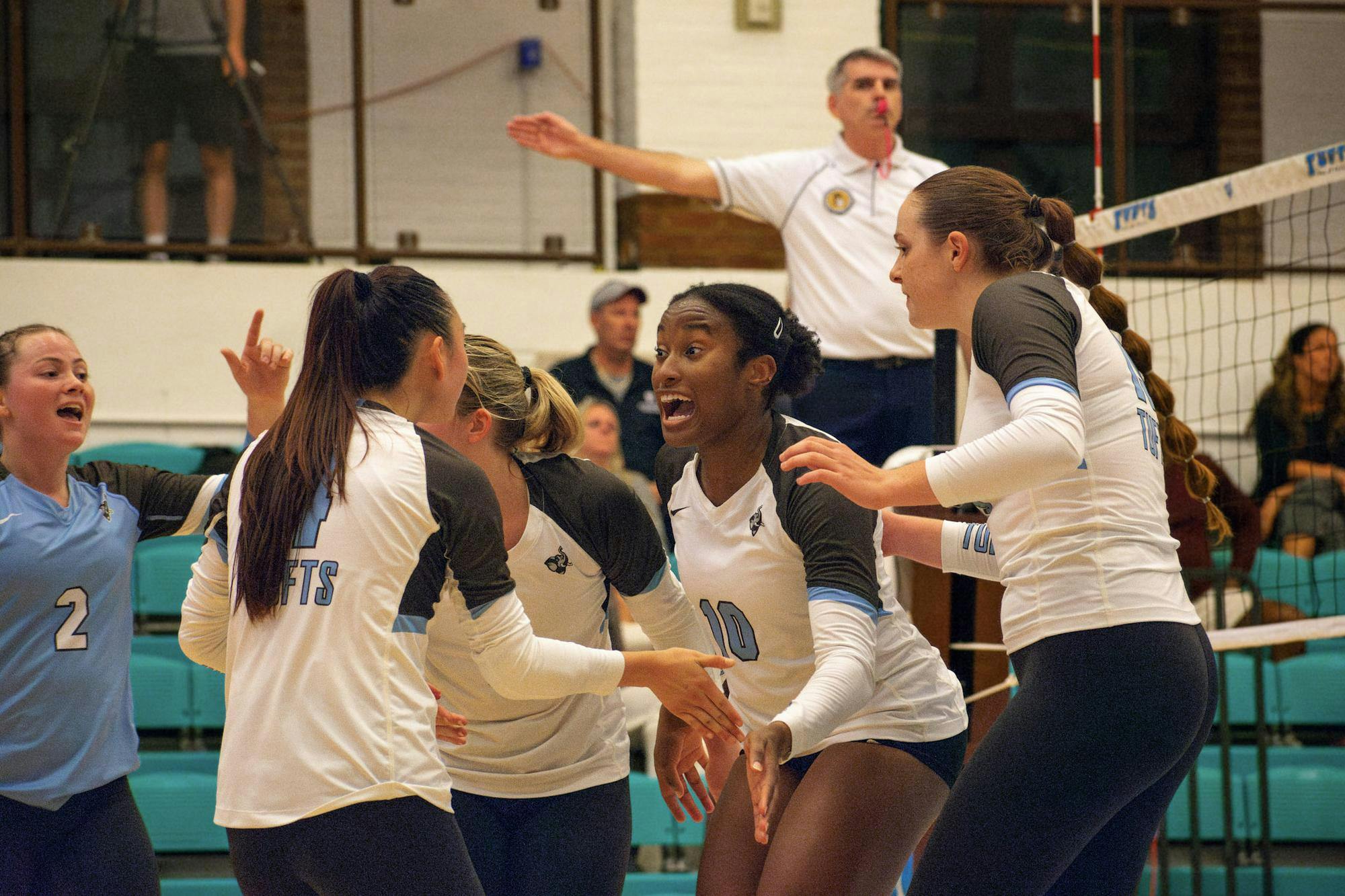 The volleyball team is pictured during a match against Springfield on Oct. 25.