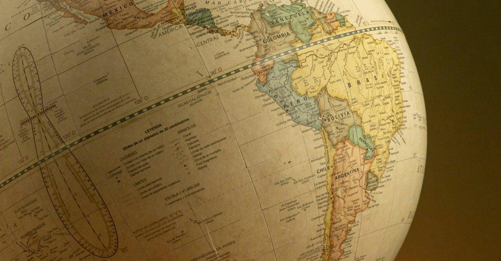 A vintage globe is pictured.