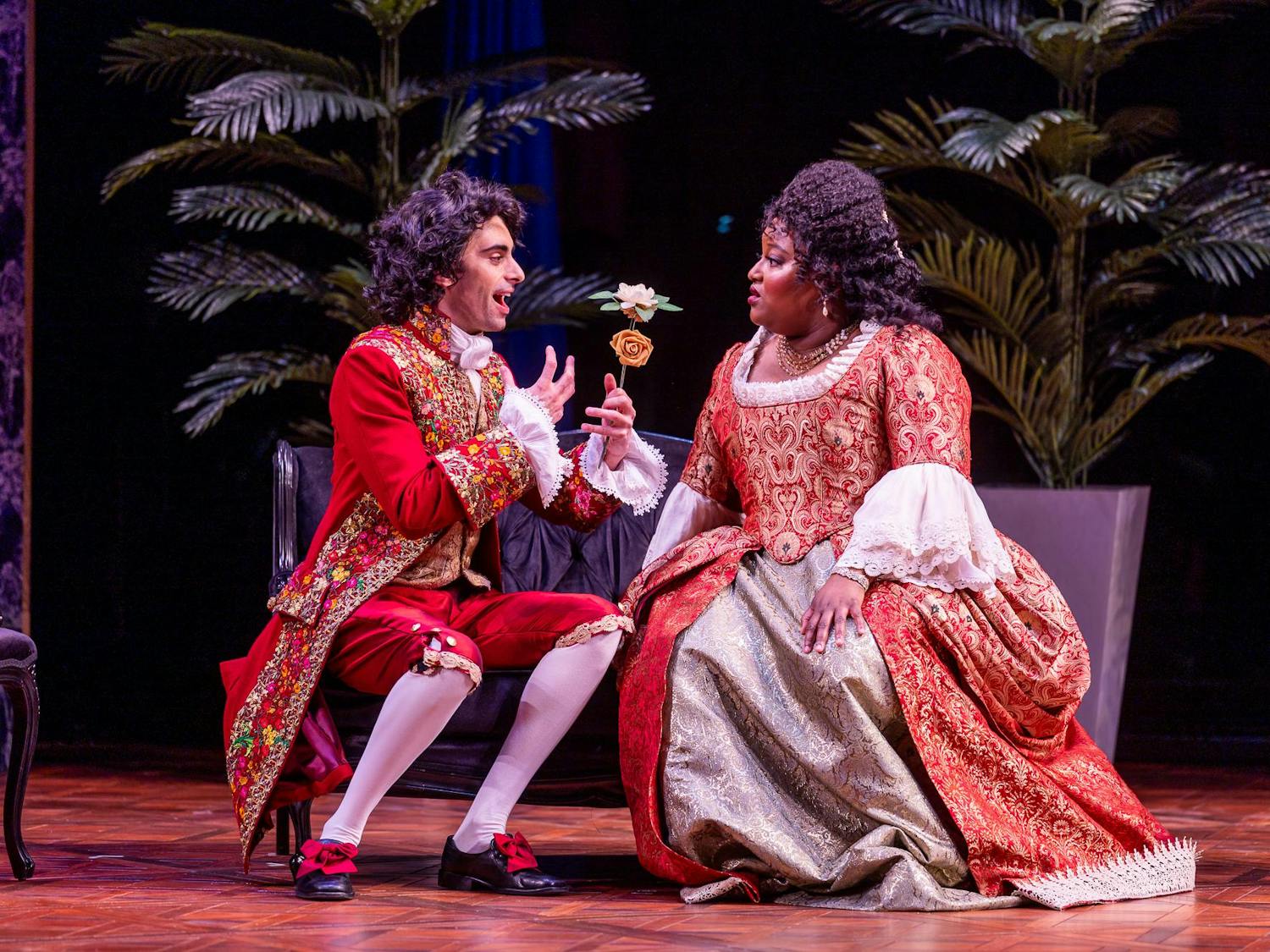 Valcour (Omar Najmi) advises Leontine (Brianna J. Robinson) on how to deal with a secret admirer in BLO's The Anonymous Lover PHOTO by Nile Scott Studios (WEB).jpg