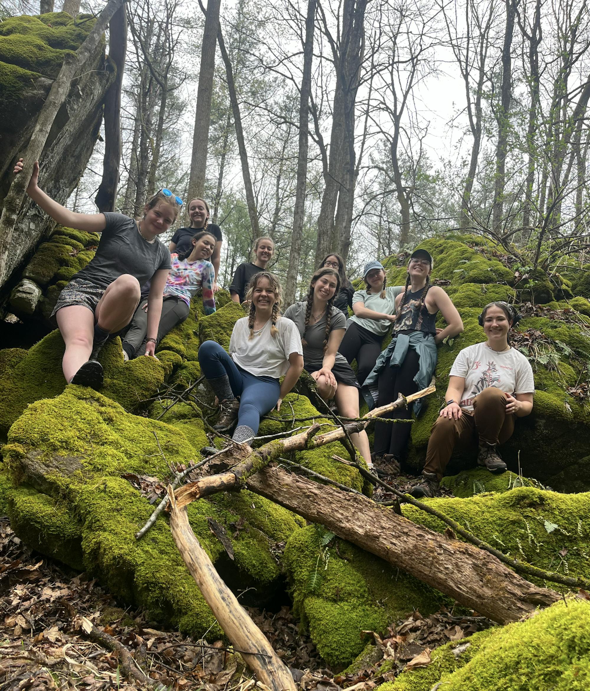 Eco-Art Club members are pictured on the Appalachian Trail, spring 2023.