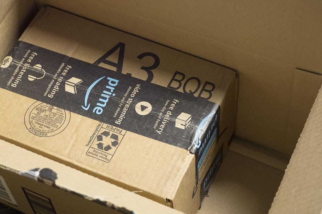 Amazon Prime Boxes are Pictured
