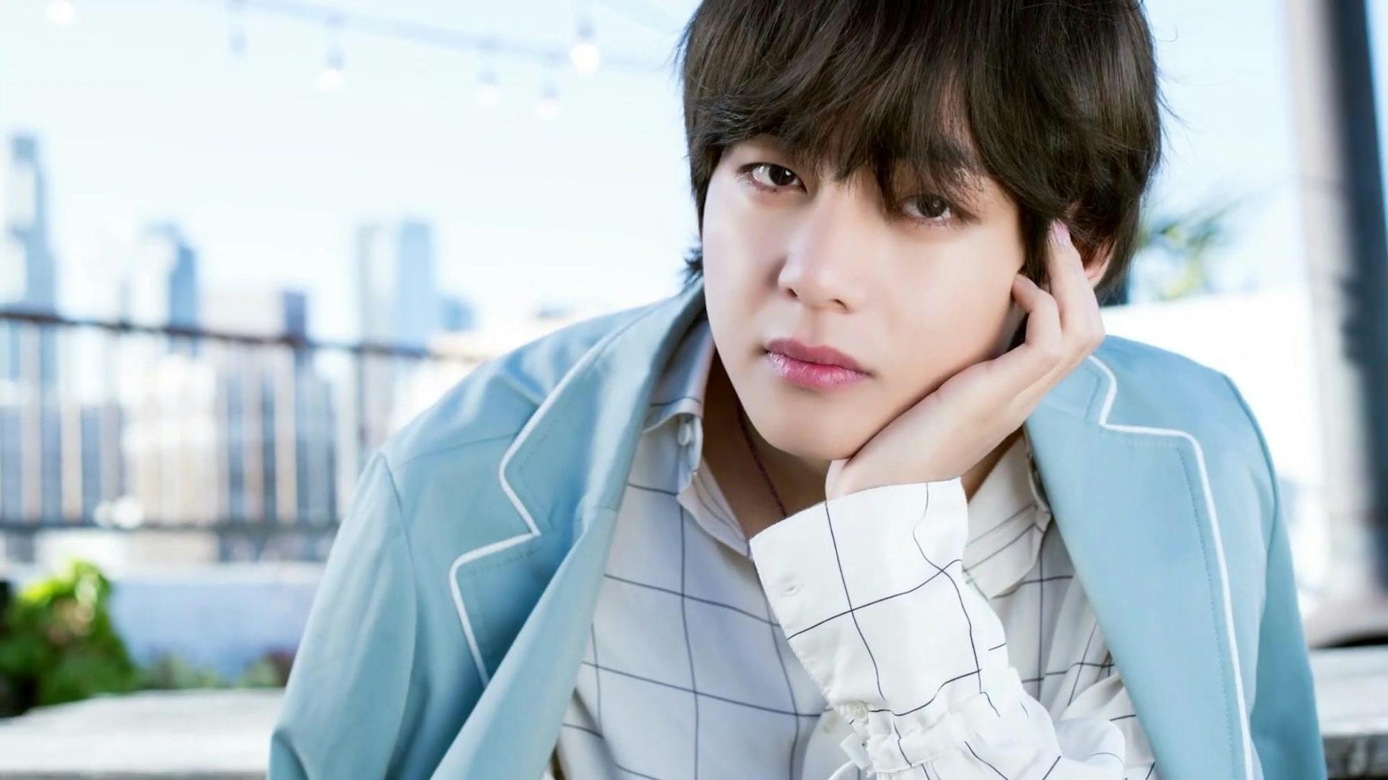 V from BTS is pictured in 2018.