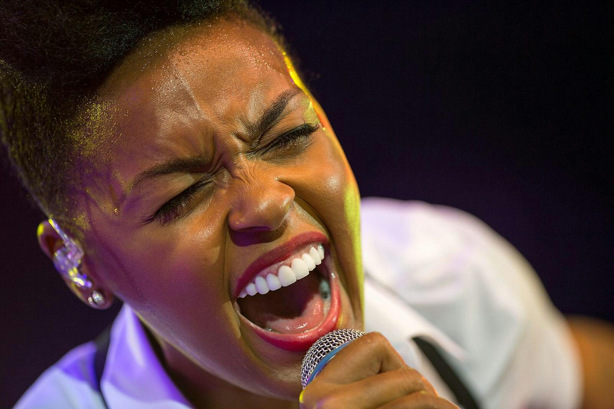 Janelle Monáe is pictured performing at the Roskilde Festival in 2012.