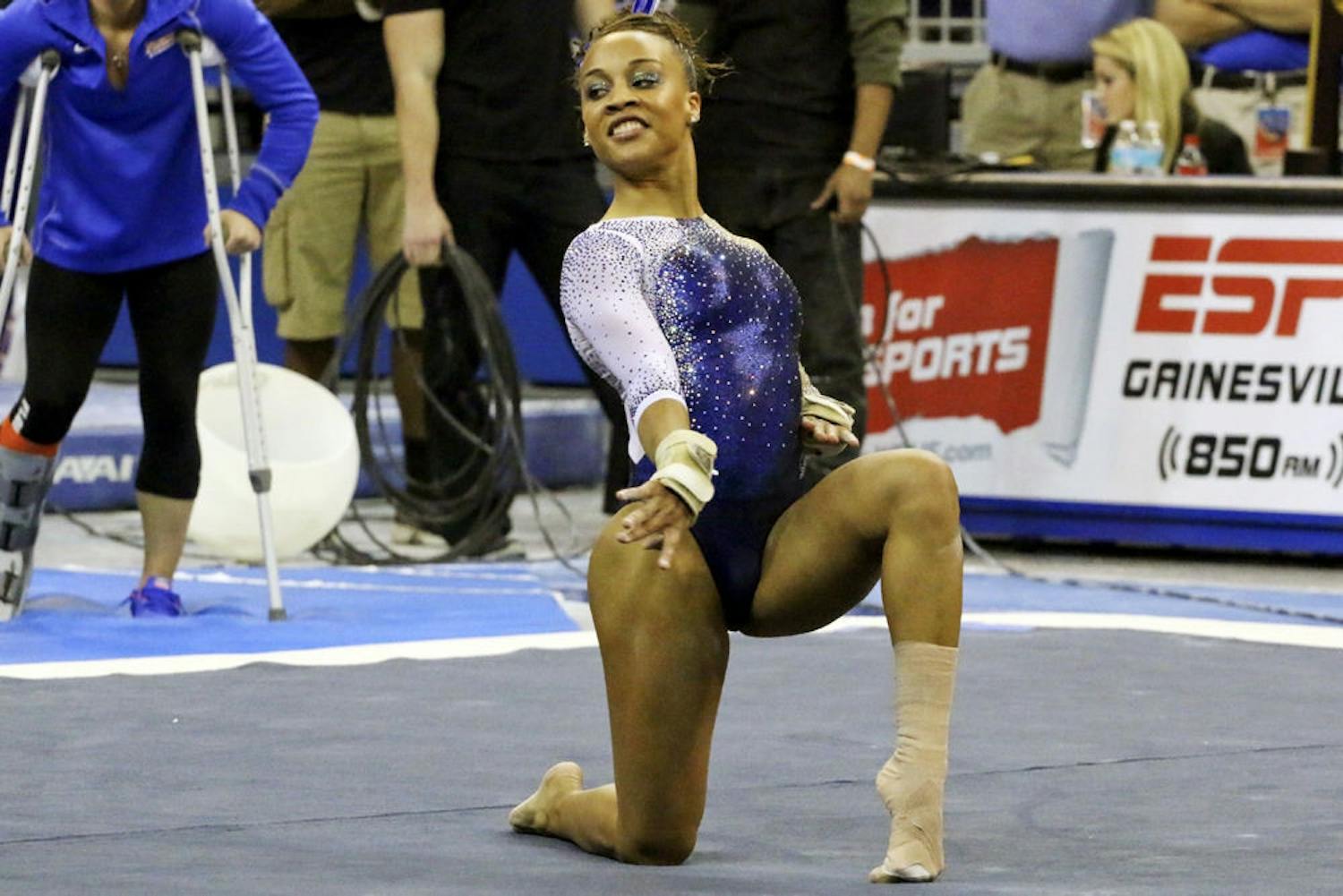 Kytra Hunter performs her floor exercise during Florida's 197.200-195.650 win against Auburn on Jan. 16 in the O'Connell Center.