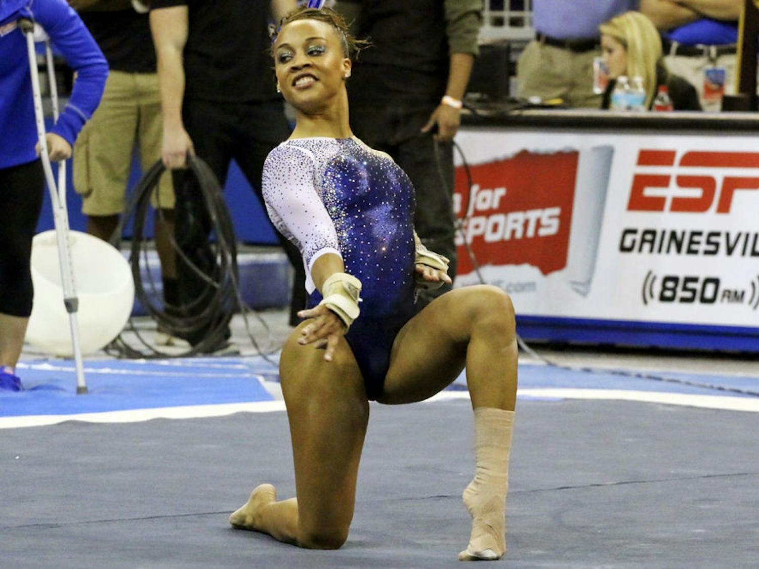 Kytra Hunter performs her floor exercise during Florida's 197.200-195.650 win against Auburn on Jan. 16 in the O'Connell Center.