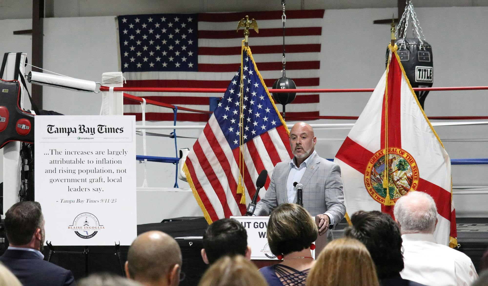 Blaise Ingoglia, Florida's chief financial officer, speaks at a press conference in Alachua, Fla., on Thursday, Sept. 25, 2025.