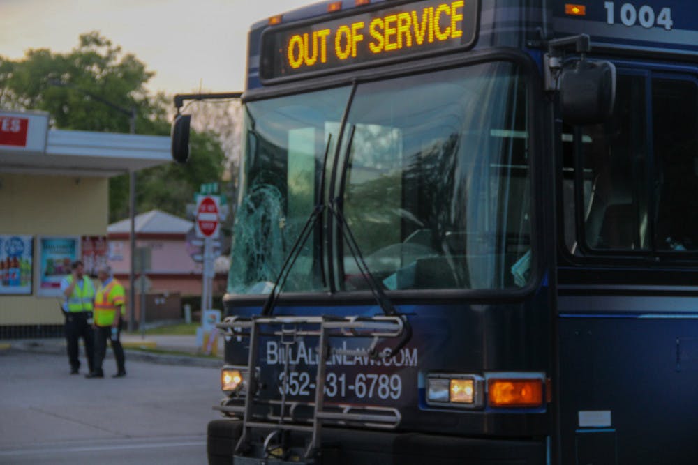 <p>An unidentified man was struck by an RTS bus Tuesday evening and taken to UF Health Shands in critical condition. The bus was unable to avoid the pedestrian who walked into oncoming traffic, according to Rosanna Passaniti, city spokesperson. </p>