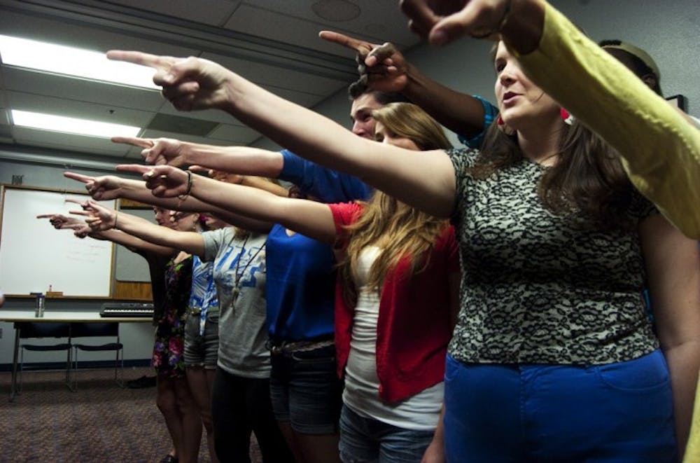 <p>UF’s co-ed competitive a cappella group, No Southern Accent, practices its performances three times a week. The group has 16 members, nine of which are new this semester.</p>