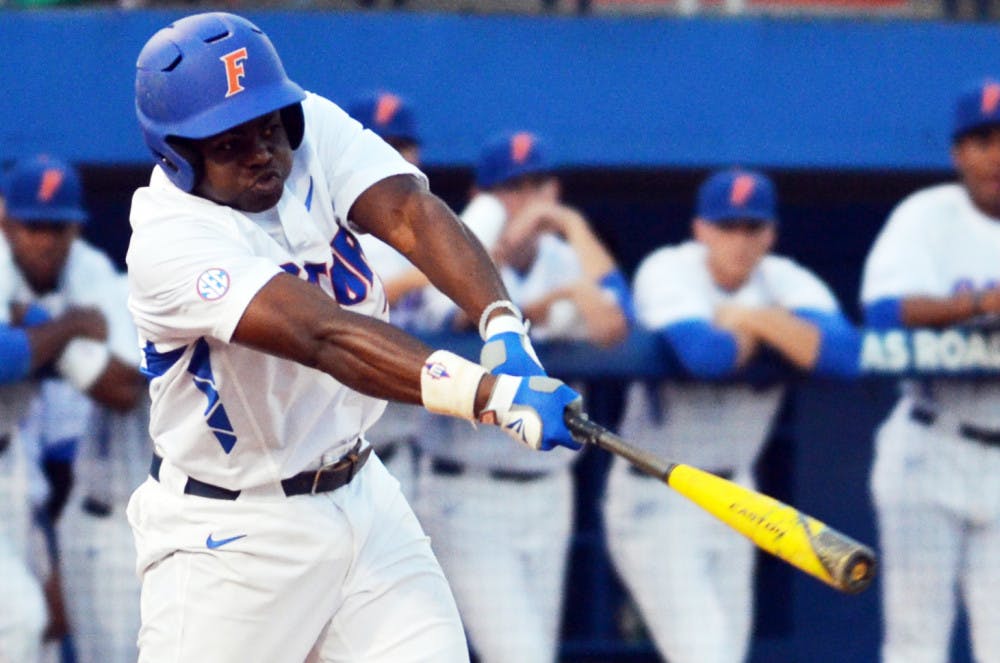 <p>Josh Tobias bats during Florida's 14-8 win against Florida State on March 17 at McKethan Stadium.</p>