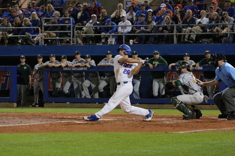 Center fielder Nick Horvath hit a three-run homer during Florida's win over FGCU Tuesday night. 