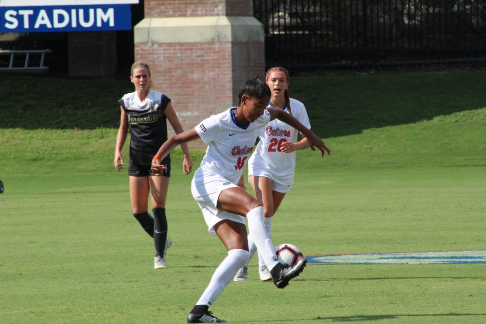 <p>Senior Lais Araujo finally broke UF's scoreless streak (six games) with a goal in the 78th minute of the 2-1 home loss to the Commodores on Sunday.</p>