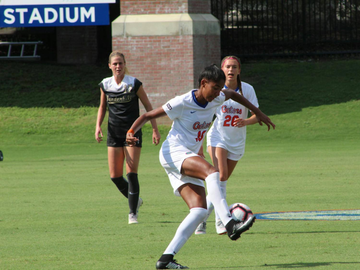 Senior Lais Araujo finally broke UF's scoreless streak (six games) with a goal in the 78th minute of the 2-1 home loss to the Commodores on Sunday.