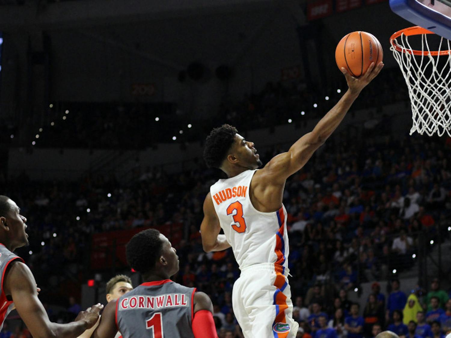 Gators guard Jalen Hudson scored 16 points in Florida's season-opening win against Gardner-Webb on Monday in the O'Connell Center.