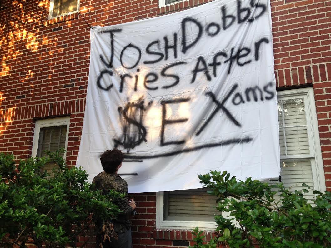 The anti-University-of-Tennessee sign first appeared on Wednesday afternoon on the corner of Southwest Sixth Avenue and Southwest 12th Street.