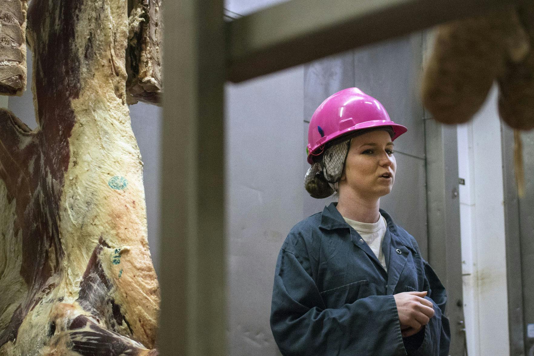 Morgan Gravely, a 23-year-old UF animal sciences senior, works at the UF Meat Processing Center. Gravely is currently the only female employee at the center.