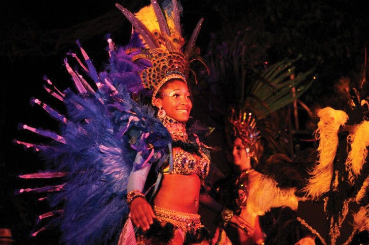 A dancer performs at the Brazilian Fest hosted at The JAM on Saturday night. The event featured musical and dance performances as well as circus acts and art.