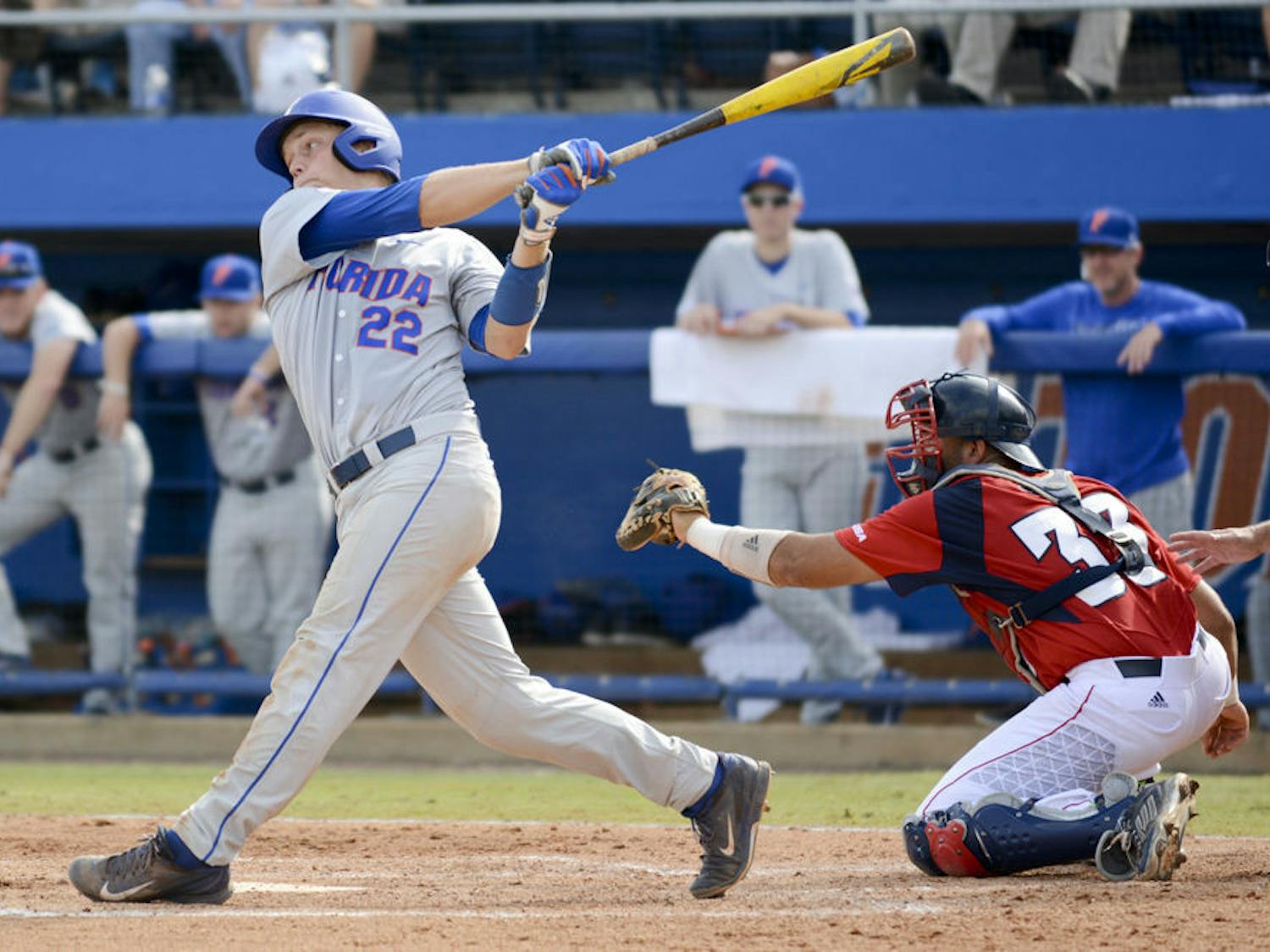 UF's JJ Schwarz bats during Florida's win against Florida Atlantic in the 2015 NCAA Regionals.