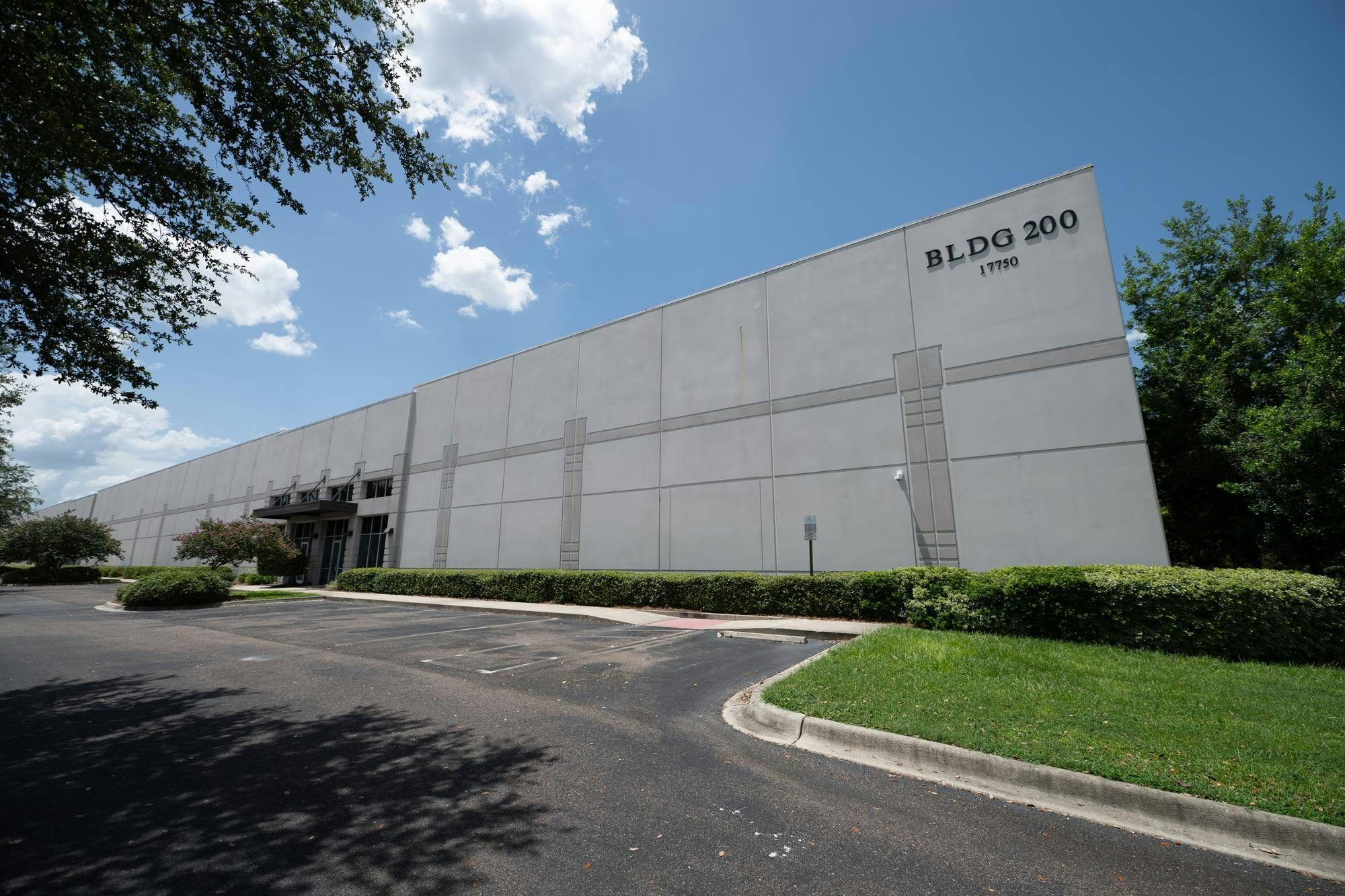 A warehouse at 17750 NW 115th Ave marks the site of a future pharmacy, Saturday, July 11, 2026, in Alachua, Fla.