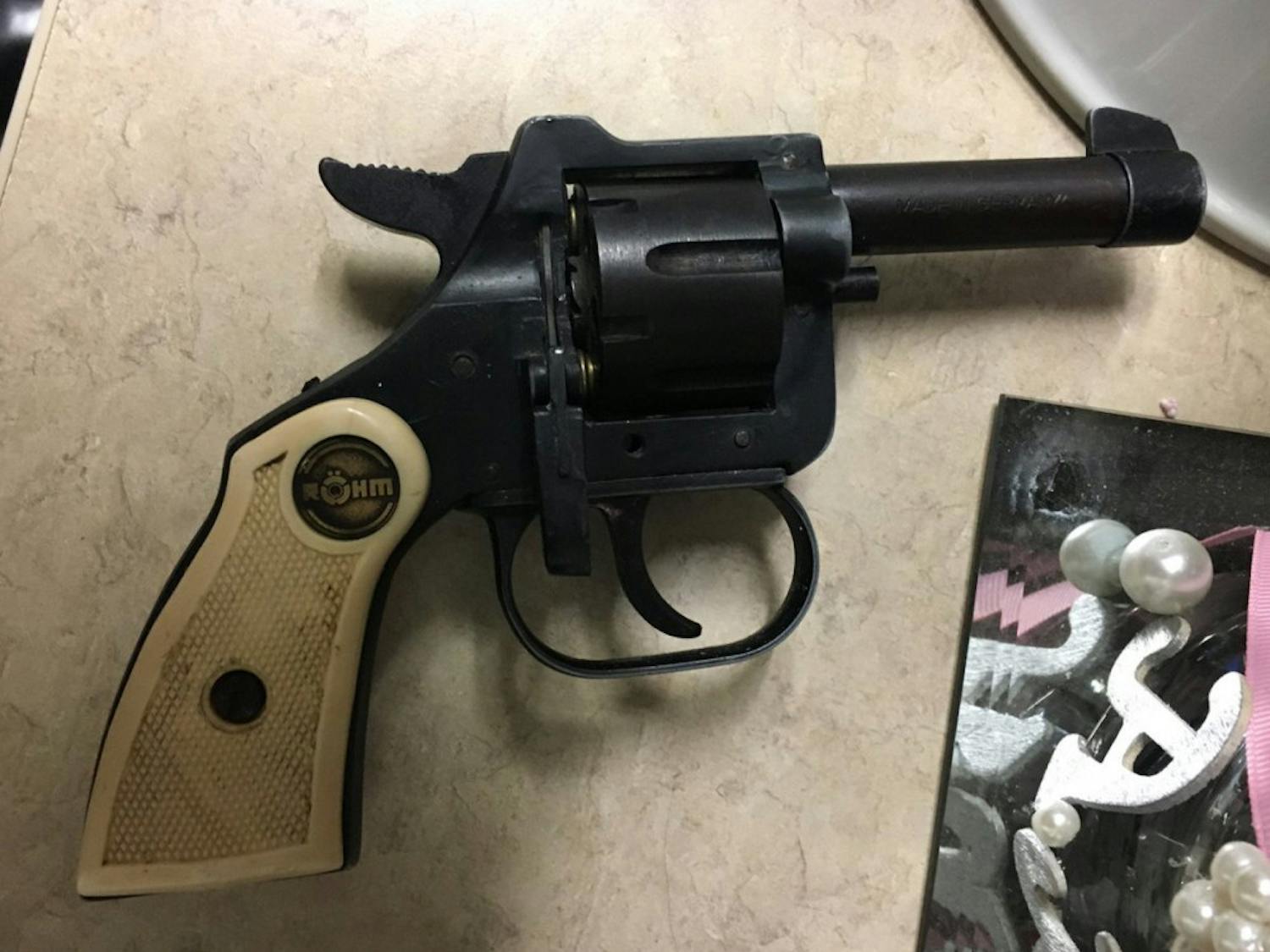 Alachua County Sheriff’s Office said a 17-year-old student brought this loaded black revolver with ivory-colored grips to Eastside High School on Tuesday. Officials said he made no threats to the school.