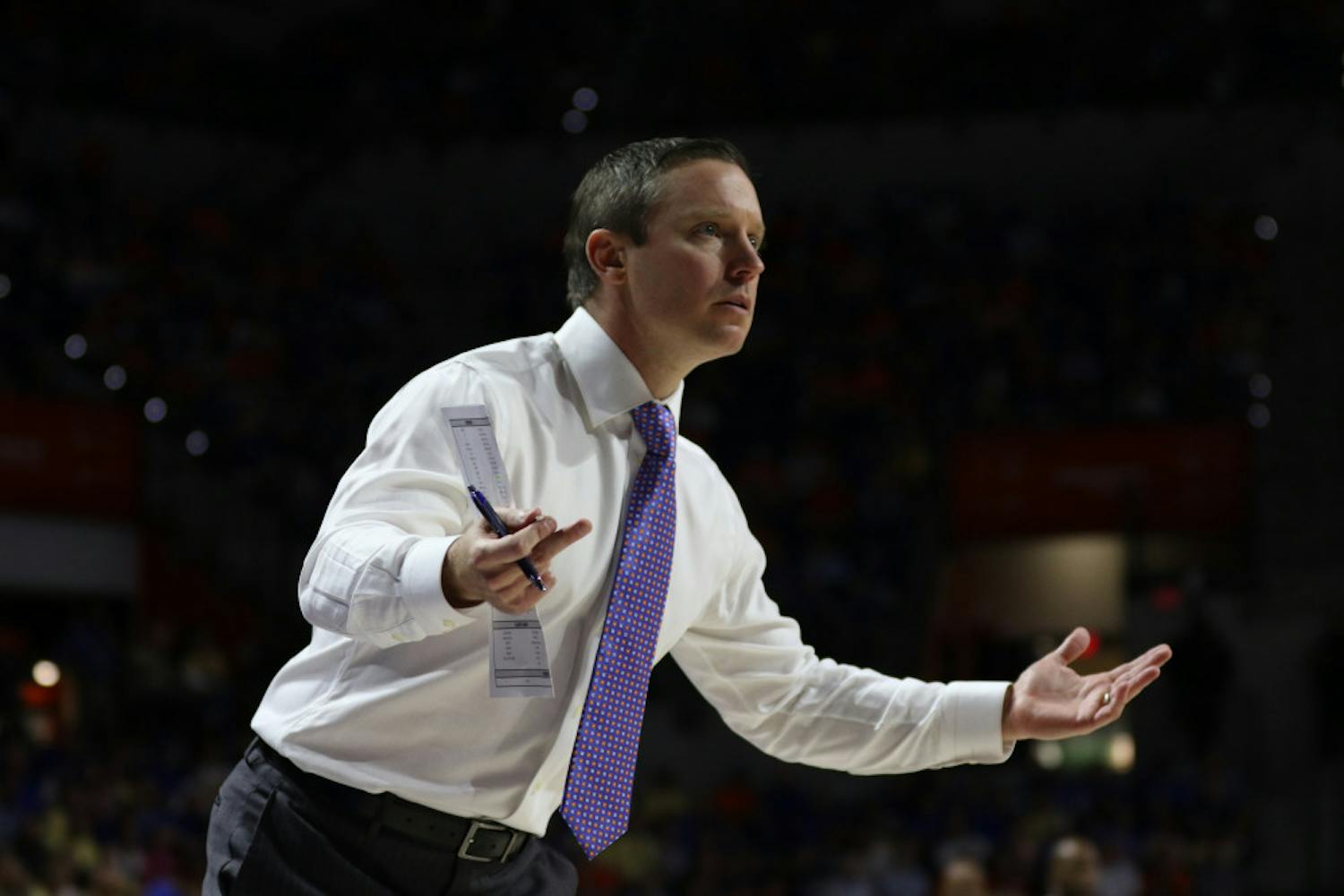 Florida coach Mike White and the Gators lost their final three games of the regular season and finished 17-14. UF plays Arkansas in the SEC Tournament in Nashville, Tennessee, on Thursday. 
