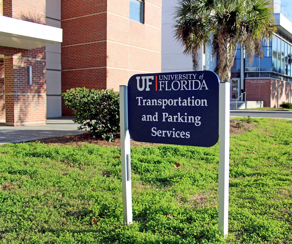 Sign of the UF Transportation and Parking Services office off of Gale Lemerand Drive in Gainesville, Thursday, Jan. 14, 2021.