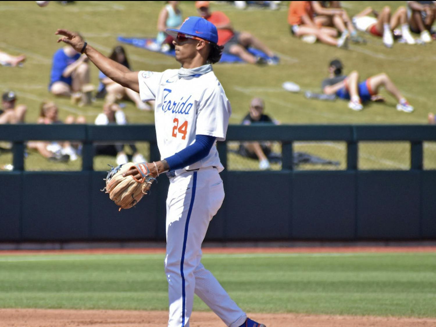 Infielder Josh Rivera tosses the ball around the diamond against Jacksonville Sunday.