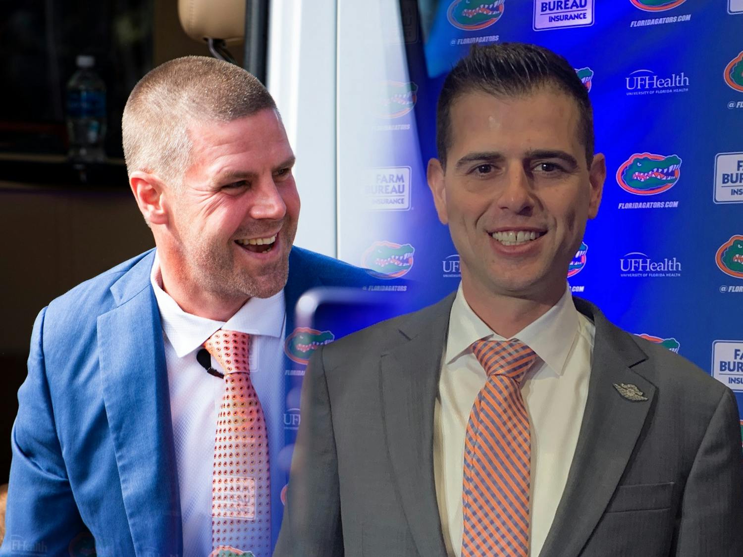 Graphic of Billy Napier and Todd Golden. Photos by Emily Felts and Joe Henry, graphic by Namari Lock.