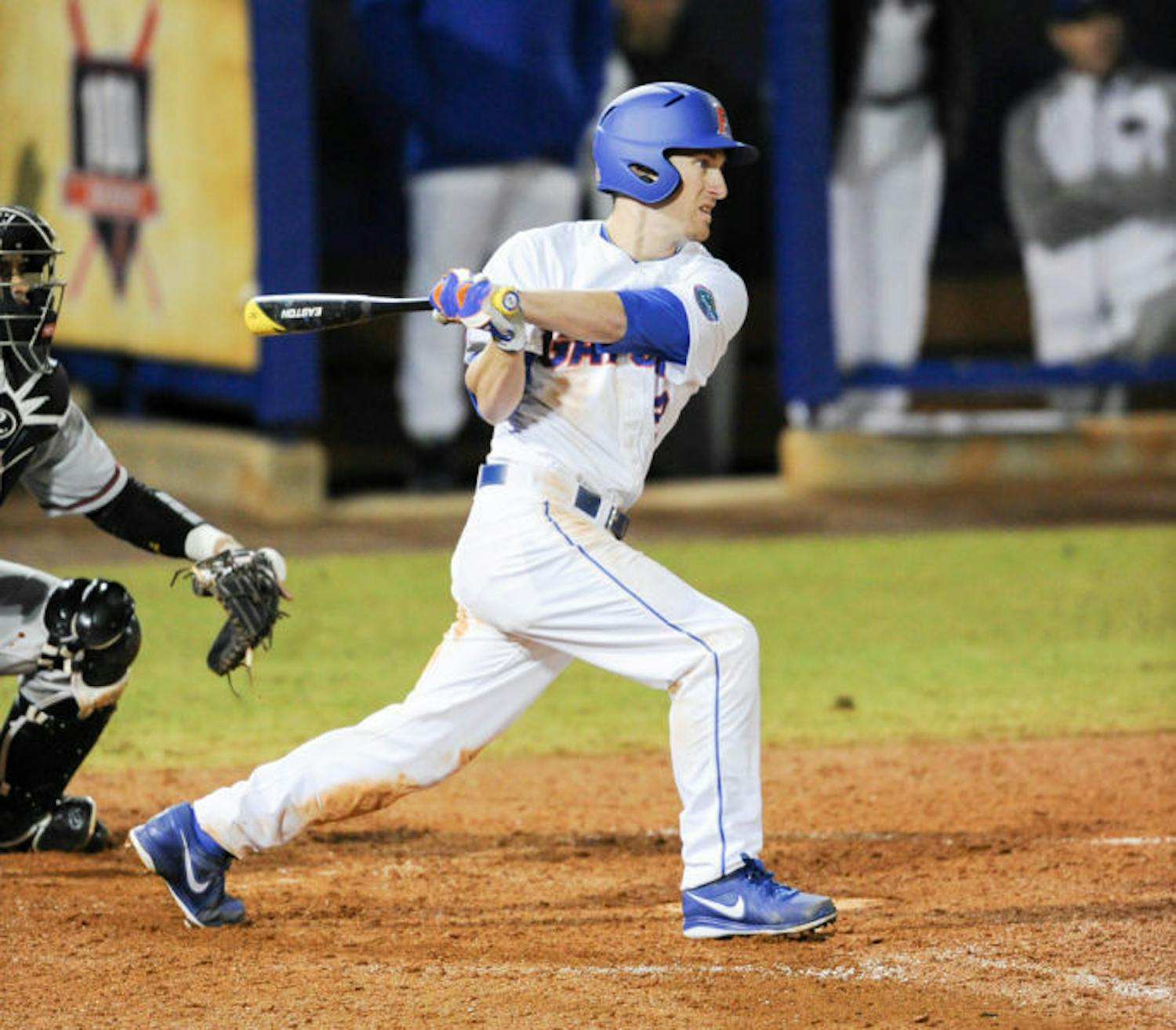 Casey Turgeon swings during Florida’s 4-0 win against Maryland on Feb. 14 at McKethan Stadium.