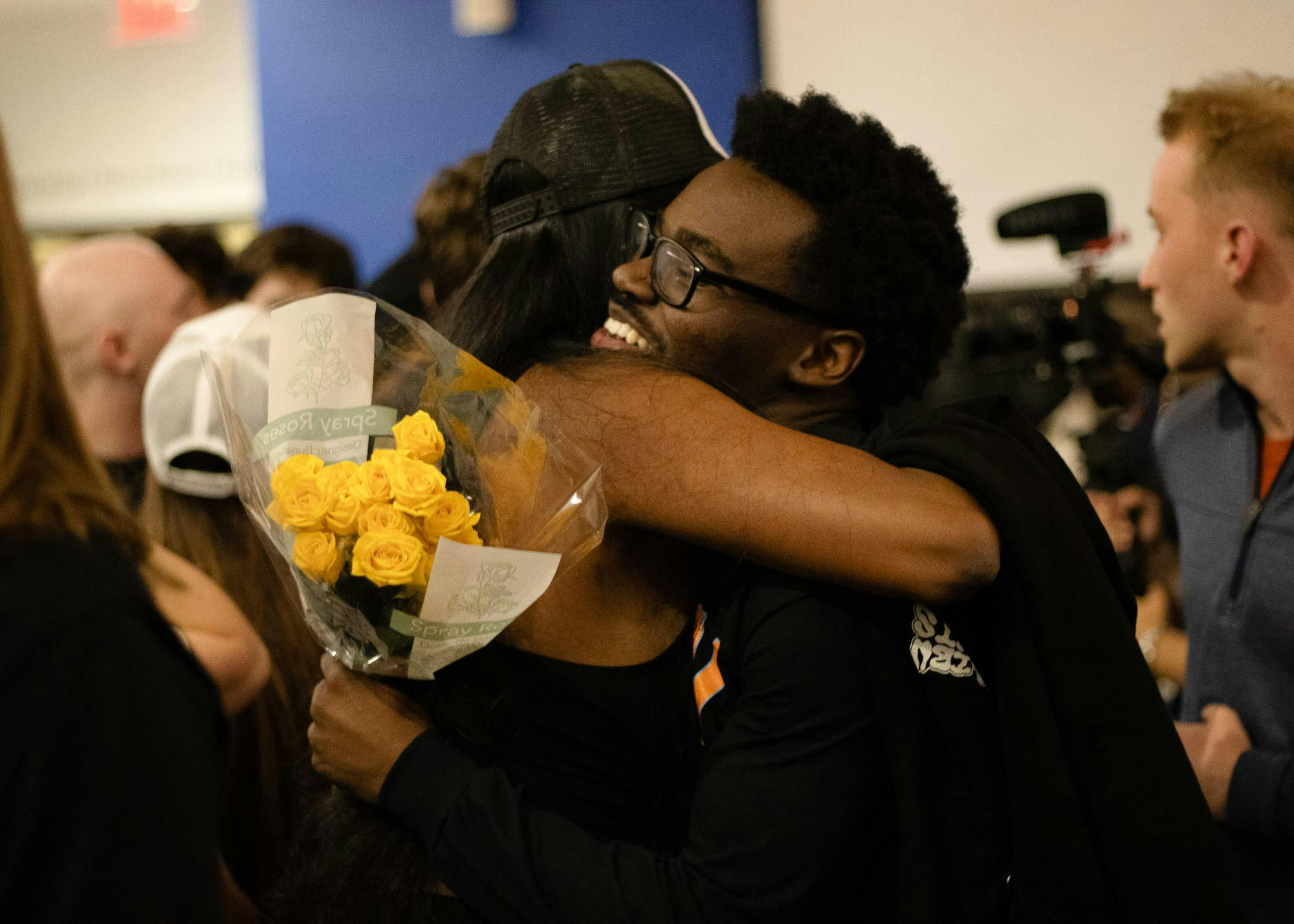 Donovan Francois celebrates becoming the Spring 2026 vice president in the Reitz Union, Wednesday, Feb. 25, 2026