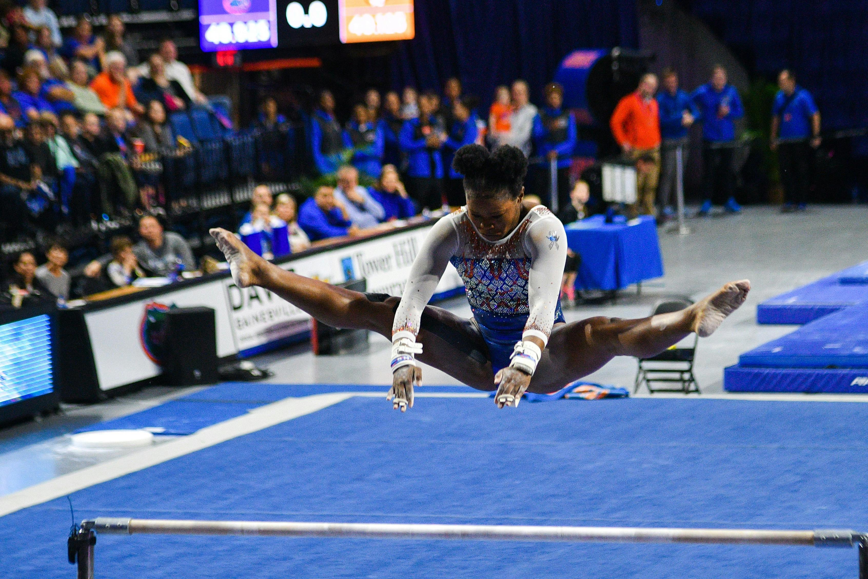 Senior Alicia Boren scored a 9.950 on the uneven bars and a 9.925 on her floor routine in the No. 3 Gator's win over Kentucky on Friday.