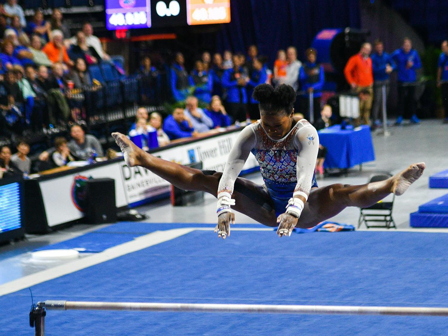 Senior Alicia Boren scored a 9.950 on the uneven bars and a 9.925 on her floor routine in the No. 3 Gator's win over Kentucky on Friday.