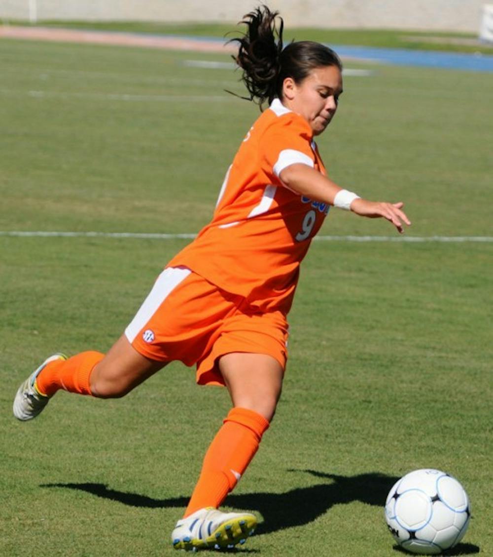 <p>Florida forward Tahnai Annis scored both goals in the Gators’ 2-0 first-round win at the SEC Tournament.</p>
