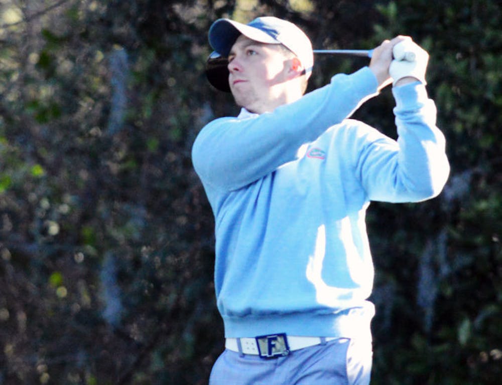 <p>J.D. Tomlinson tees off on Day 2 of the SunTrust Gator Invitational on Feb. 16 at the Mark Bostick Golf Course. Tomlinson is in fourth place after Day 1 of the Valspar Invitational.</p>