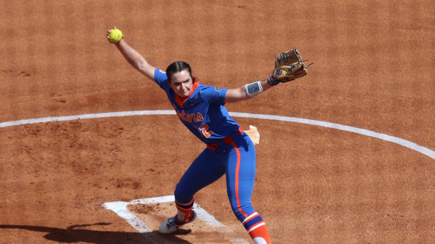 Senior right-handed pitcher Elizabeth Hightower delivers a pitch against Louisville, 2021.