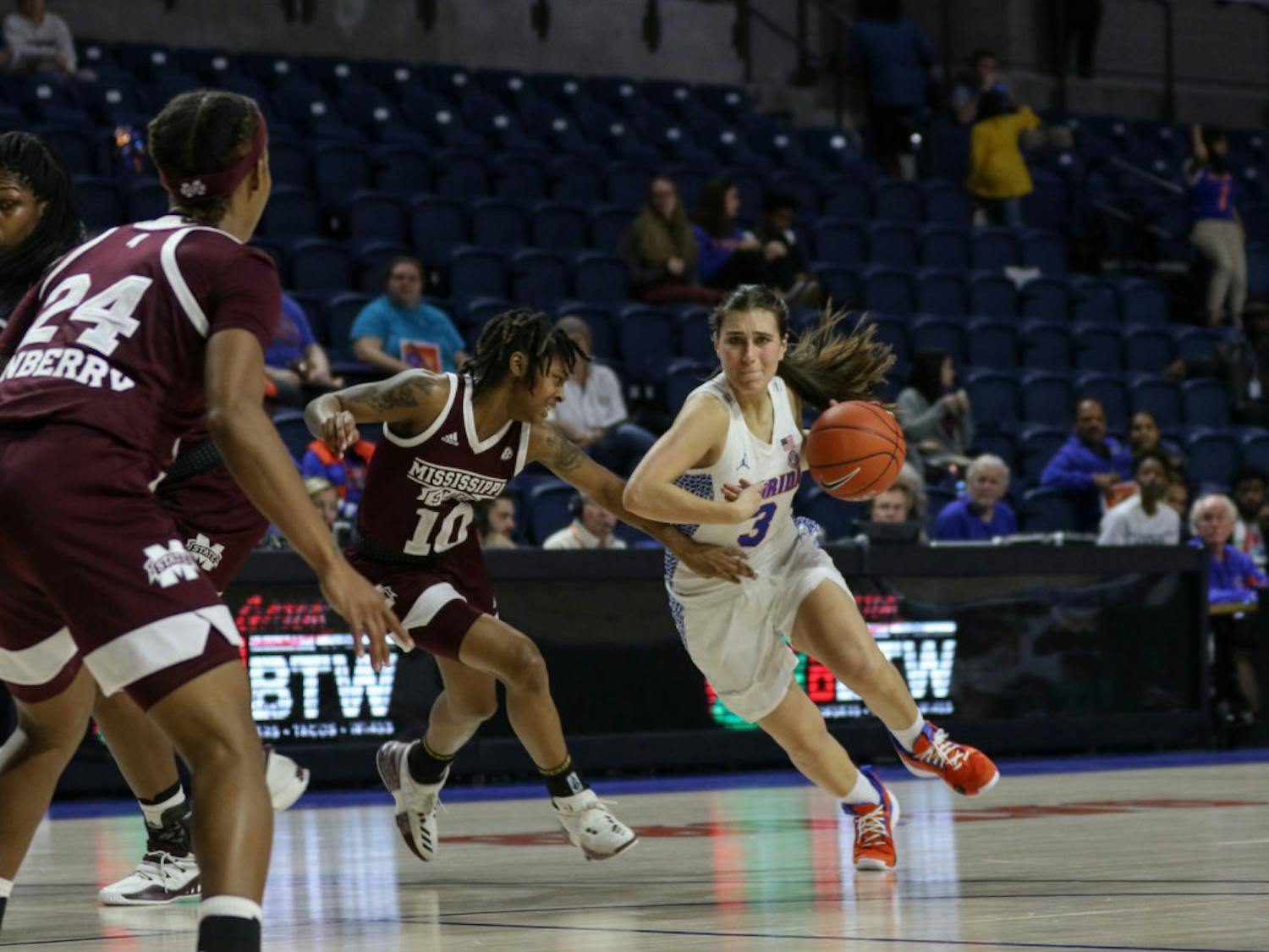 UF guard Funda Nakkasoglu scored 14 points in Florida’s 90-42 loss to Mississippi State on Thursday night. She was the only Gator to score in the first quarter.
&nbsp;