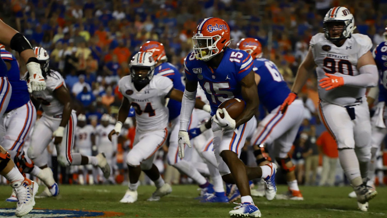 Jacob Copeland against UT Martin on Sept. 7, 2019. Copeland will be the latest Gator to wear No. 1 next season.