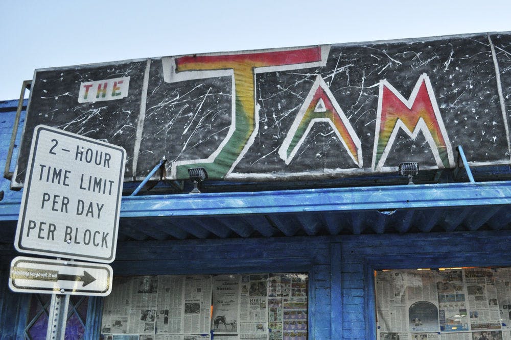 <p>A picture of the Jam, a local music venue located on 817 W University Ave.</p>