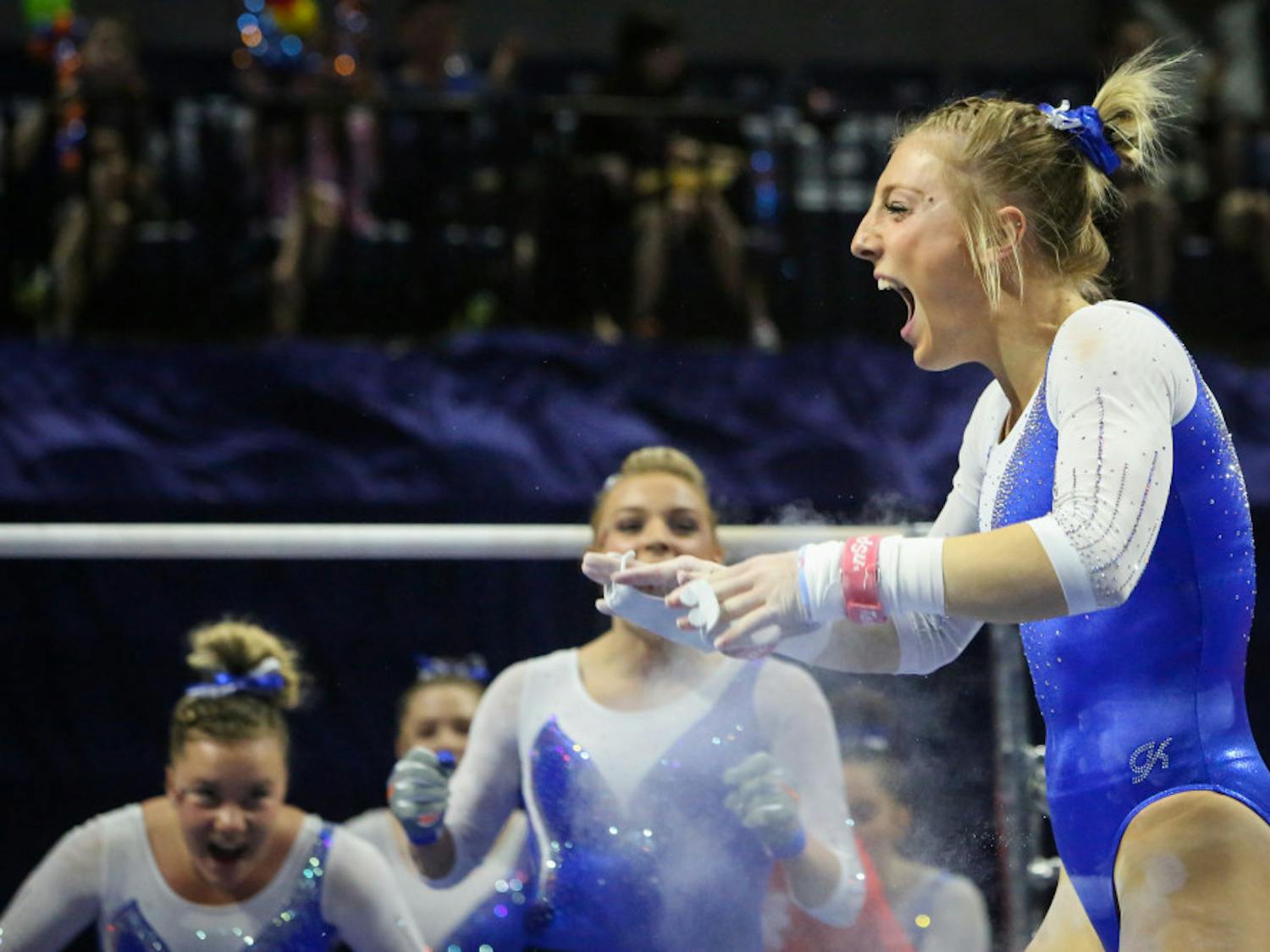 Senior Alex McMurtry tied a school record with a 39.825 in all-around against Nebraska on Friday. 