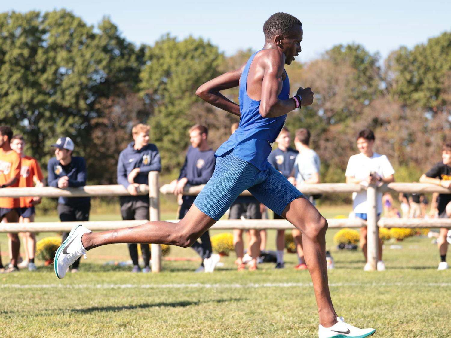 Kelvin Cheruiyot runs during the Gans Creek Classic cross country meet on Friday, September 26, 2025 at Missouri in Columbia, Mis. / UAA Communications photo by Dylan Cannella